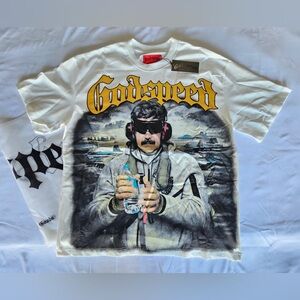 Godspeed Mission Complete White Graphic Crewneck T-Shirt